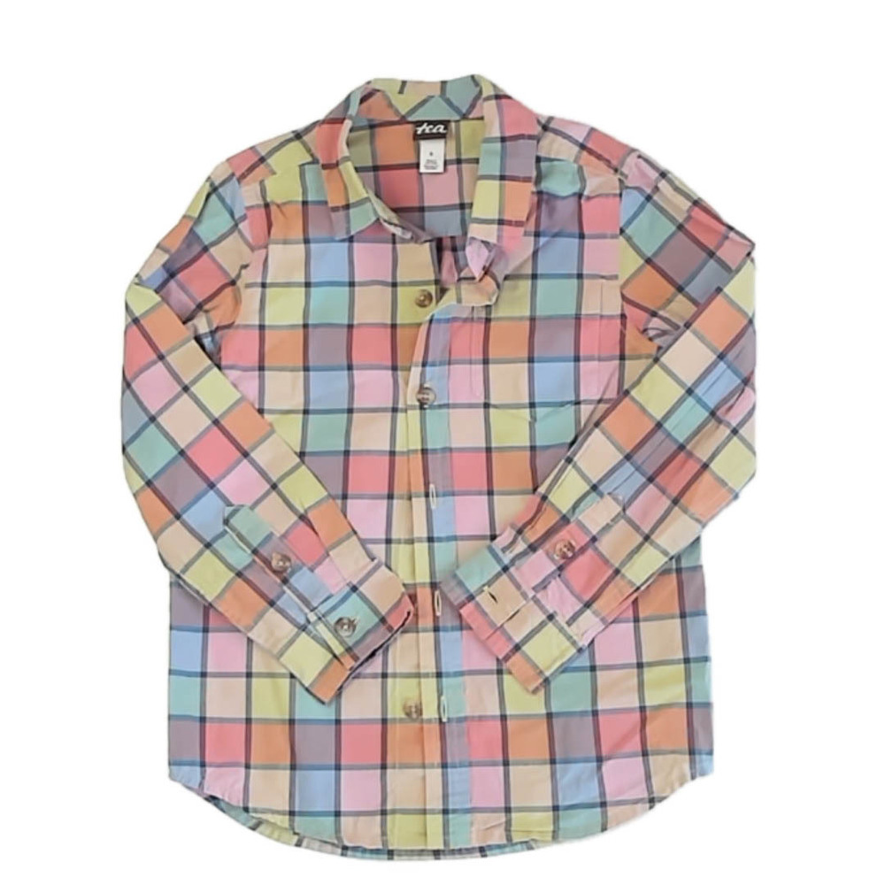 Tea Collection Boys Plaid Button Down Long Sleeve size: 5T